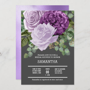 Invitation Fleur rose violette Lilac éclatant chic floraison 