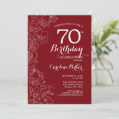 Invitation Fleur rouge 70e fête d'anniversaire (Debout devant)