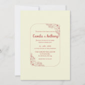 Invitation Fleur rouge beige frontière Boho Mariage rustique (Devant)