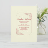 Invitation Fleur rouge beige frontière Boho Mariage rustique (Debout devant)