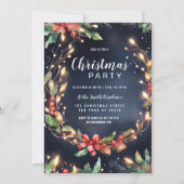 Invitation Fleur rouge bleu vert de Noël (Devant)
