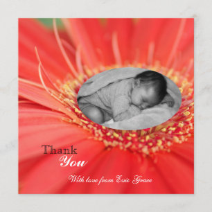 Invitation Fleur Rouge Daisy Enfant Merci Bébé Annonce