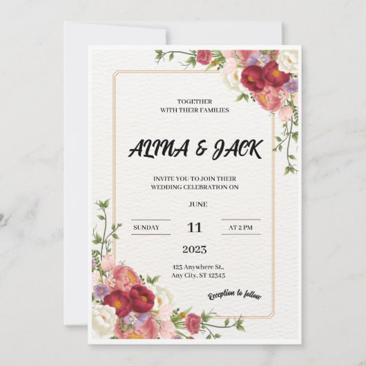 Invitation Fleur rouge foncé (Devant)