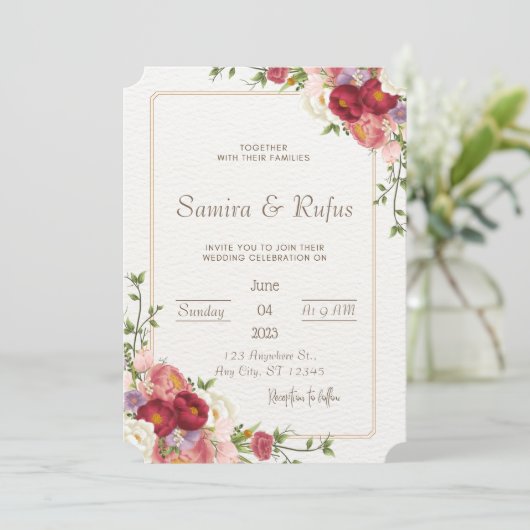 Invitation Fleur rouge foncé (Debout devant)