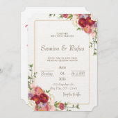 Invitation Fleur rouge foncé (Devant / Derrière)