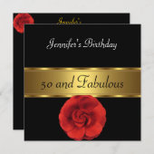 Invitation Fleur Rouge Gold Fabulous 50e (Devant / Derrière)