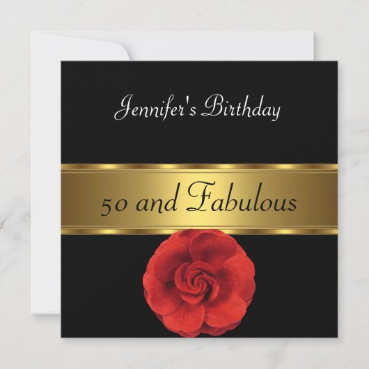 Invitation Fleur Rouge Gold Fabulous 50e (Devant)