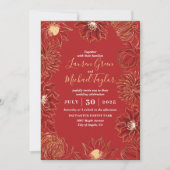 Invitation Fleur rouge Lotus Mariage floral oriental (Devant)