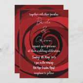 Invitation Fleur rouge Mariage moderne (Devant / Derrière)