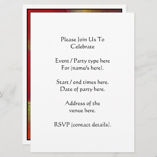 Invitation Fleur rouge, Pavot. (Devant / Derrière)