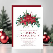 Invitation Fleur rouge Poinsettia Cocktail de Noël
