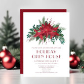 Invitation Fleur rouge Poinsettia Noël Open House Party