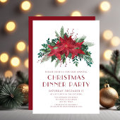 Invitation Fleur rouge Poinsettia Soirée de Noël