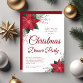 Invitation Fleur rouge Poinsettia Soirée de Noël