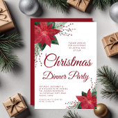 Invitation Fleur rouge Poinsettia Soirée de Noël