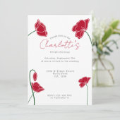 Invitation Fleur Rouge Poppy Fleur Personnalisée (Debout devant)