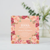 Invitation Fleur rouge rose 100e fête d'anniversaire Femmes (Debout devant)