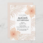 Invitation Fleur rousse poussiéreuse Sec Palm Leaf Boho Anniv (Devant / Derrière)