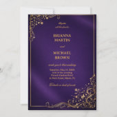 Invitation Fleur Royal Pourpre Or (Devant)