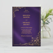 Invitation Fleur Royal Pourpre Or (Debout devant)