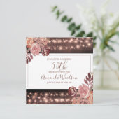 Invitation Fleur rustique brillant de cordes lumières Anniver (Debout devant)