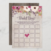 Invitation Fleur rustique de Boho de jeu de Fête de la mariée (Devant / Derrière)