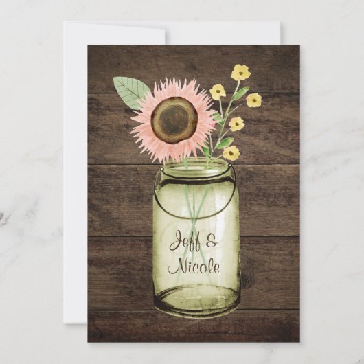 Invitation Fleur rustique du pays Mason Jar Barn Mariage (Dos)