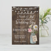 Invitation Fleur rustique du pays Mason Jar Barn Mariage (Debout devant)