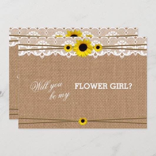 Invitation Fleur Rustique Sun Vous Serez Ma Fille Fleur (Devant / Derrière)