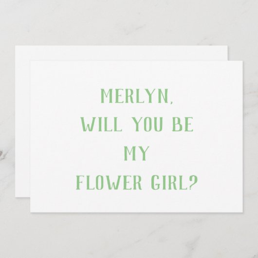 Invitation Fleur Sage Vert Blanc Minimal Mariage 2024 (Devant / Derrière)