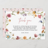 Invitation Fleur sauvage 1er Anniversaire Imprimable Merci Ca (Devant / Derrière)