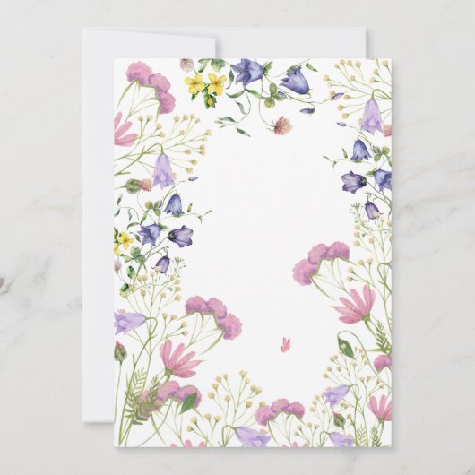 Invitation Fleur sauvage 1er anniversaire Script rose (Dos)