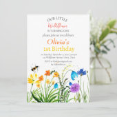 Invitation Fleur sauvage 1er premier anniversaire Rouge Bleu  (Debout devant)