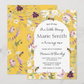 Invitation Fleur sauvage 1ère abeille - Jour anniversaire Jar (Devant / Derrière)