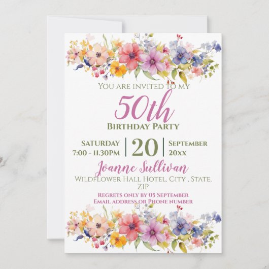 Invitation Fleur sauvage 50e anniversaire (Devant)