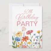 Invitation Fleur sauvage 60e fête d'anniversaire (Dos)