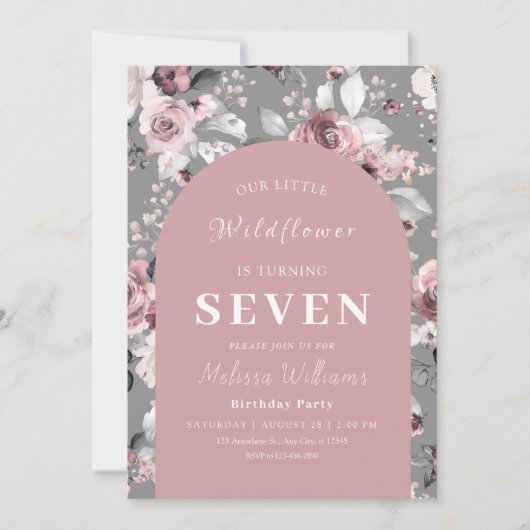 Invitation Fleur sauvage 7e anniversaire (Devant)