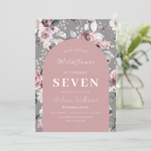 Invitation Fleur sauvage 7e anniversaire (Debout devant)