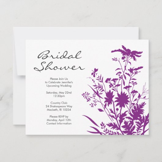 Invitation Fleur sauvage à la douche nuptiale (Devant)