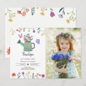 Invitation Fleur sauvage à l'anniversaire Girl Gar (Devant / Derrière)