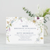 Invitation Fleur Sauvage à l'Aquarelle Élégante 90e Anniversa (Debout devant)