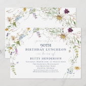 Invitation Fleur Sauvage à l'Aquarelle Élégante 90e Anniversa (Devant / Derrière)