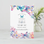 Invitation Fleur sauvage à papillon Elegant moderne (Debout devant)