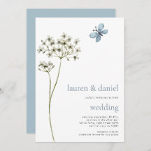 Fleur sauvage à papillon minimaliste QR Mariage bl