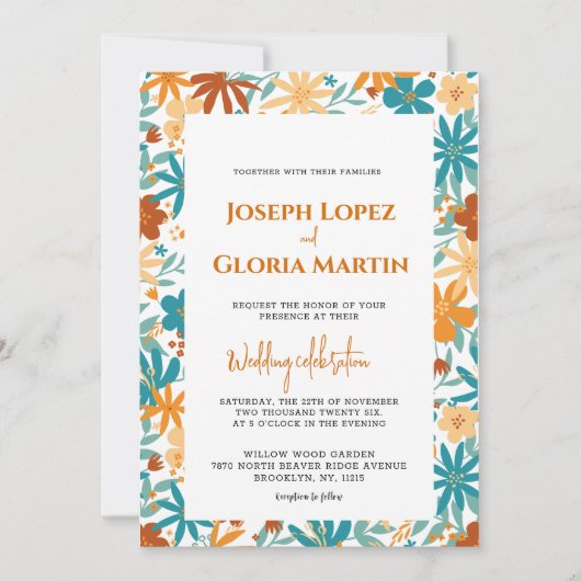Invitation Fleur sauvage Abstrait Chic Bold Bright Boho maria (Devant)
