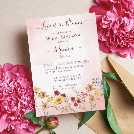 Invitation Fleur sauvage amour en fleur modèle de douche nupt