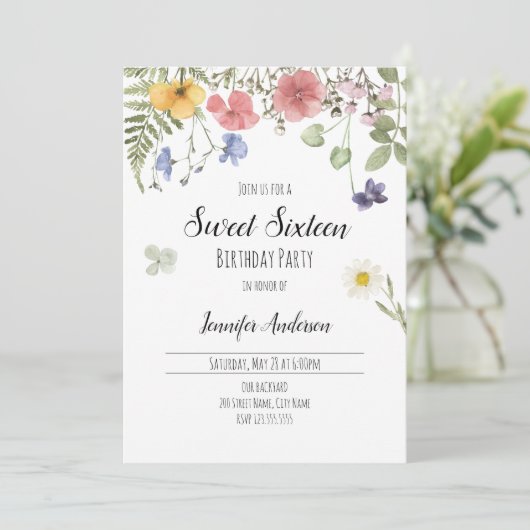 Invitation Fleur sauvage Aquarelle (Debout devant)