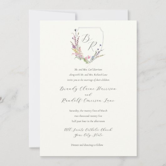 Invitation Fleur sauvage aquarelle (Devant)