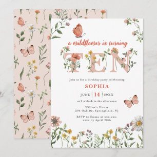 Invitation Fleur sauvage aquarelle 10e anniversaire