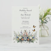 Invitation Fleur sauvage Aquarelle Anniversaire Brunch Invita (Debout devant)